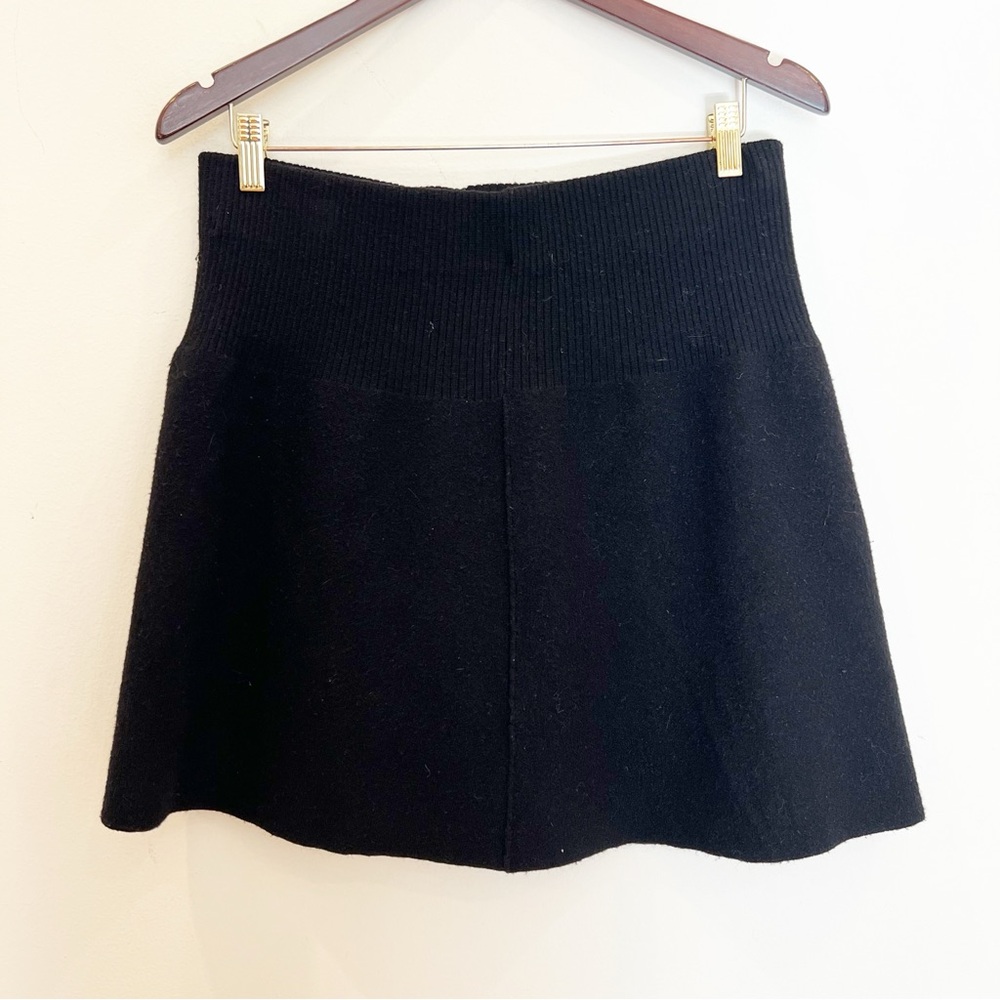 Zara Knit Pull On Mini Skirt Womens XL Extra Large Black Ribbed Minimalist Twee